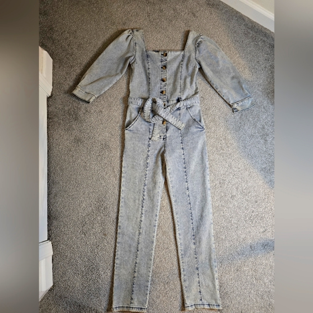 Hayden Tie Denim Jumpsuit Romper Streetwear Girlhoodcore Cottagecore